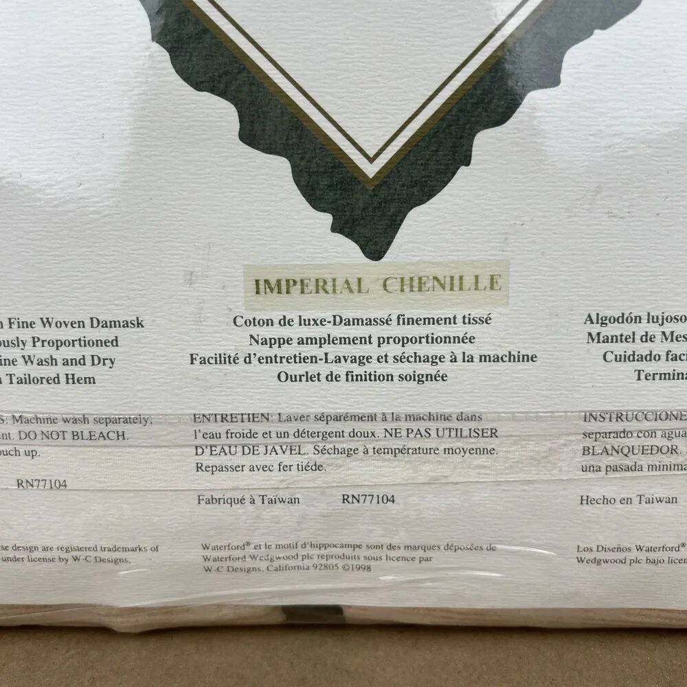 WATERFORD Linens 60” x 84” Oblong Tablecloth Imperial Chenille Banquet New
